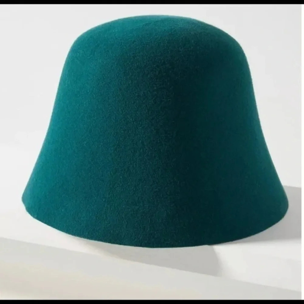 Anthropologie Green Mod Felt Bucket Hat